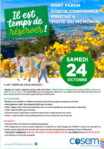 Journée conviviale au Mont Faron le Samedi 24 octobre 2026